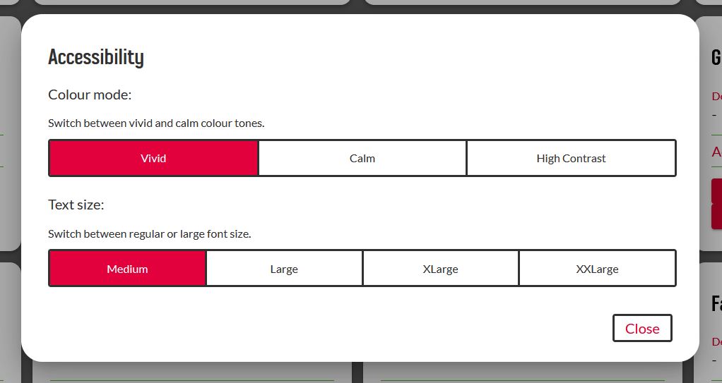 Overview of accessibility options