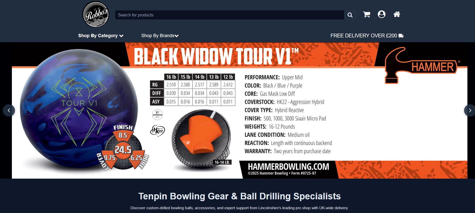 Robbo's Pro Shop bowling ball displays