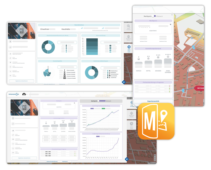 Production interface wired into Sprengnetter APIs, Mapbox layers, and authentication.